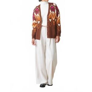 NEW SUNCOO gatsby button front sweater in brown